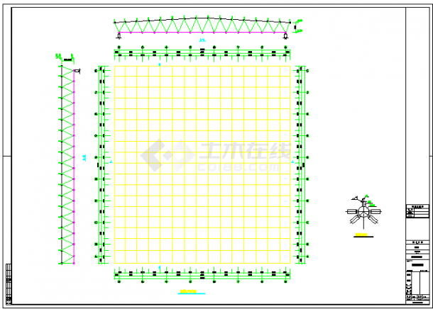 钢网架结构飞机库结构施工图（含pkpm模型计算）-图一