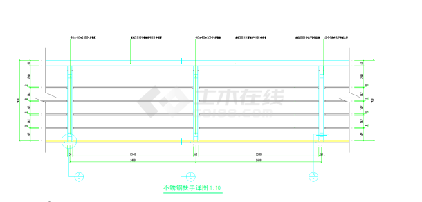 某地不锈钢扶手详图CAD图纸-图一