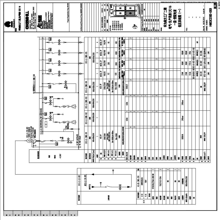 HWE2CD13E-0301电气-生产用房(大)16一层-变配电室低压系统图（一）.PDF-图一