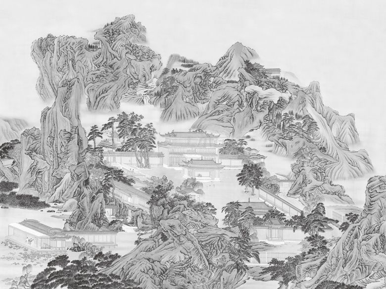 中式楼阁山水壁纸壁画 (54).jpg-图一
