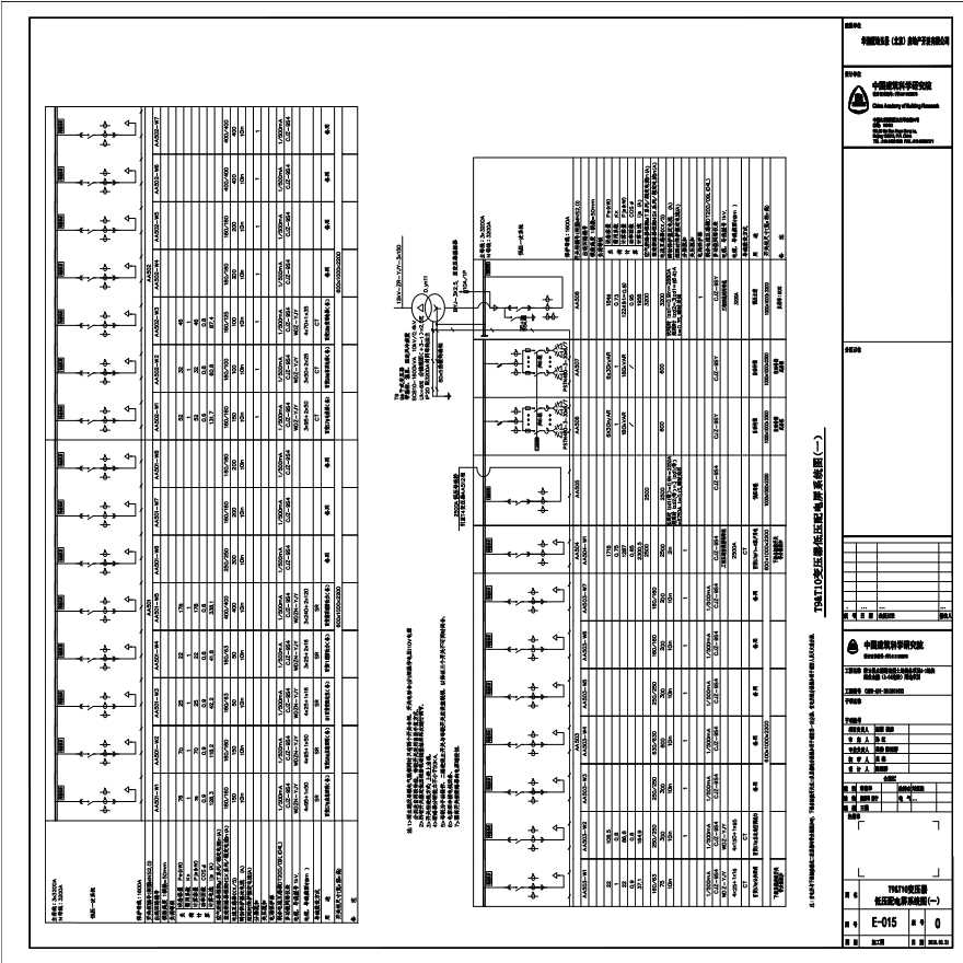 E-015 T9&amp;T10变压器低压配电屏系统图（一） 0版 20150331.PDF-图一