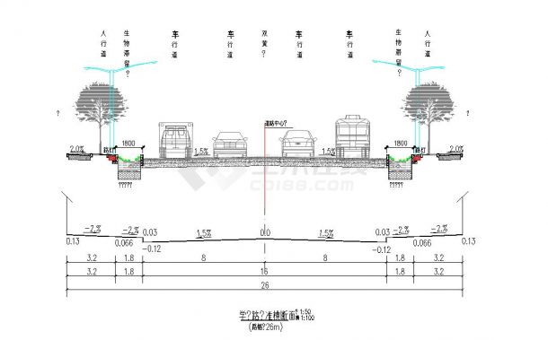 某地道路标准横断布置图CAD图纸-图一