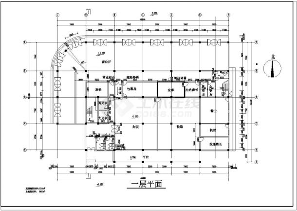 某园区邮政大楼建筑设计CAD图-图二