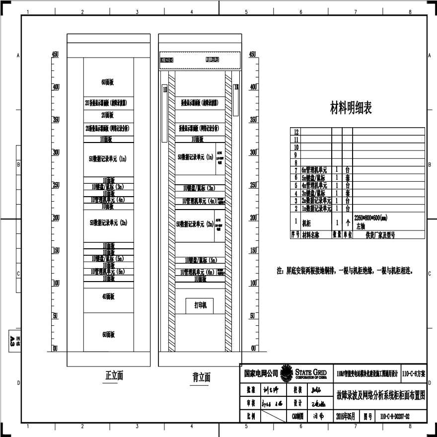 110-C-8-D0207-02 故障录波及网络记录分析柜柜面布置图.pdf-图一