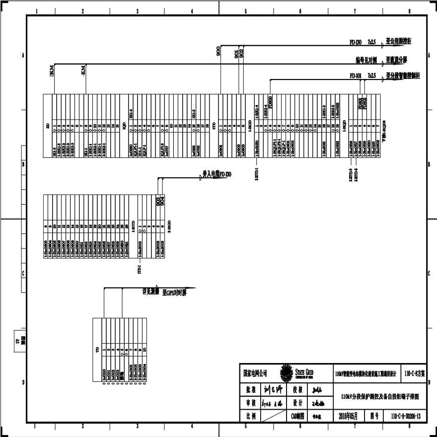 110-06-13 110kV分段保护测控及备自投柜端子排图.pdf-图一