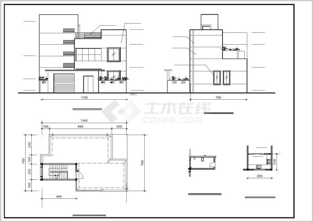 200平米2层混合结构单体别墅建筑+结构设计CAD图纸-图二