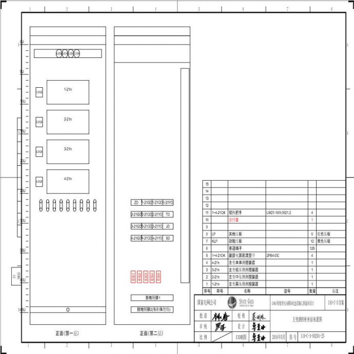 110-C-3-D0204-25 主变压器测控柜柜面布置图.pdf_图1