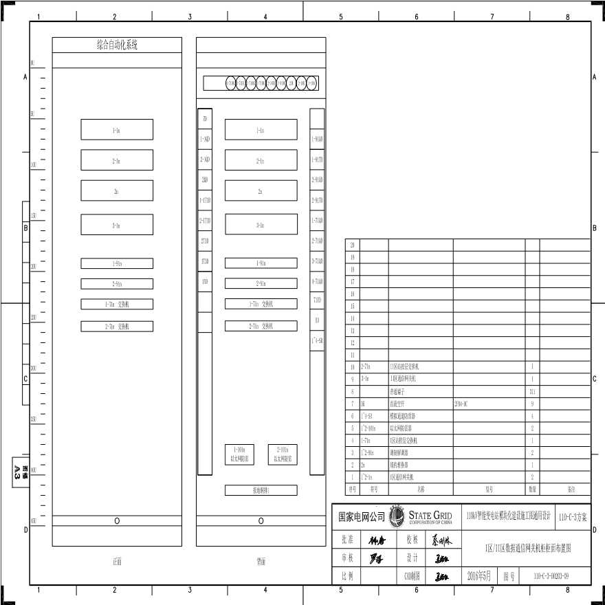 110-C-3-D0203-09 I区／II区数据通信网关机柜柜面布置图.pdf-图一