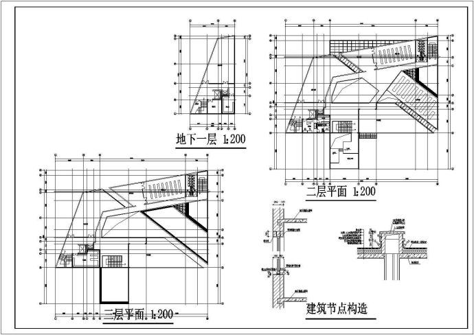 某三层简约型图书馆建筑方案图_图1