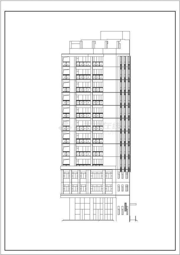 十二层现代风格办公楼公寓建筑全套图纸-图一