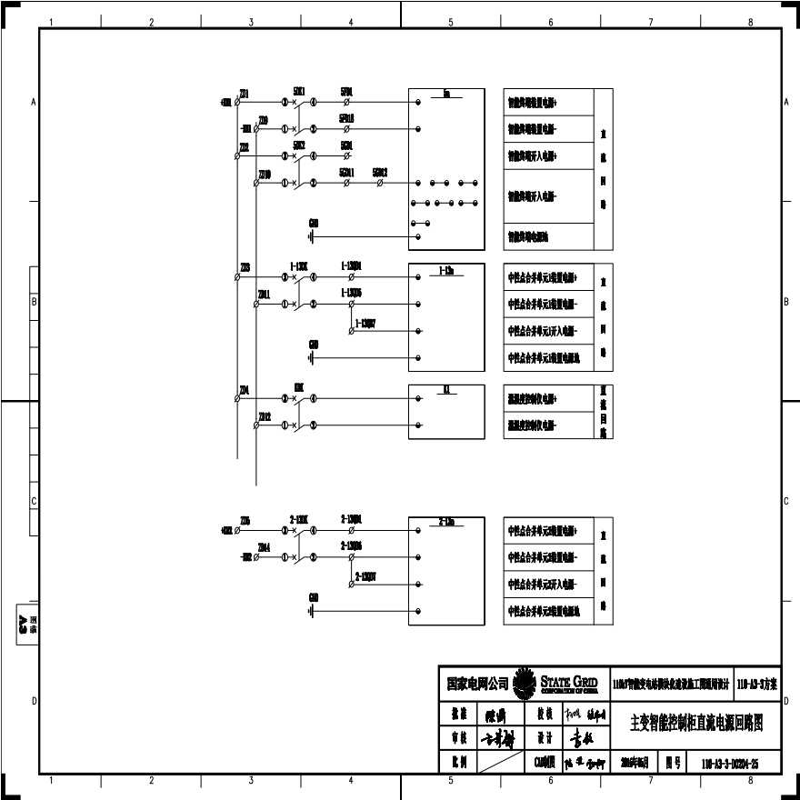 110-A3-3-D0204-25 主变压器智能控制柜直流电源回路图.pdf-图一