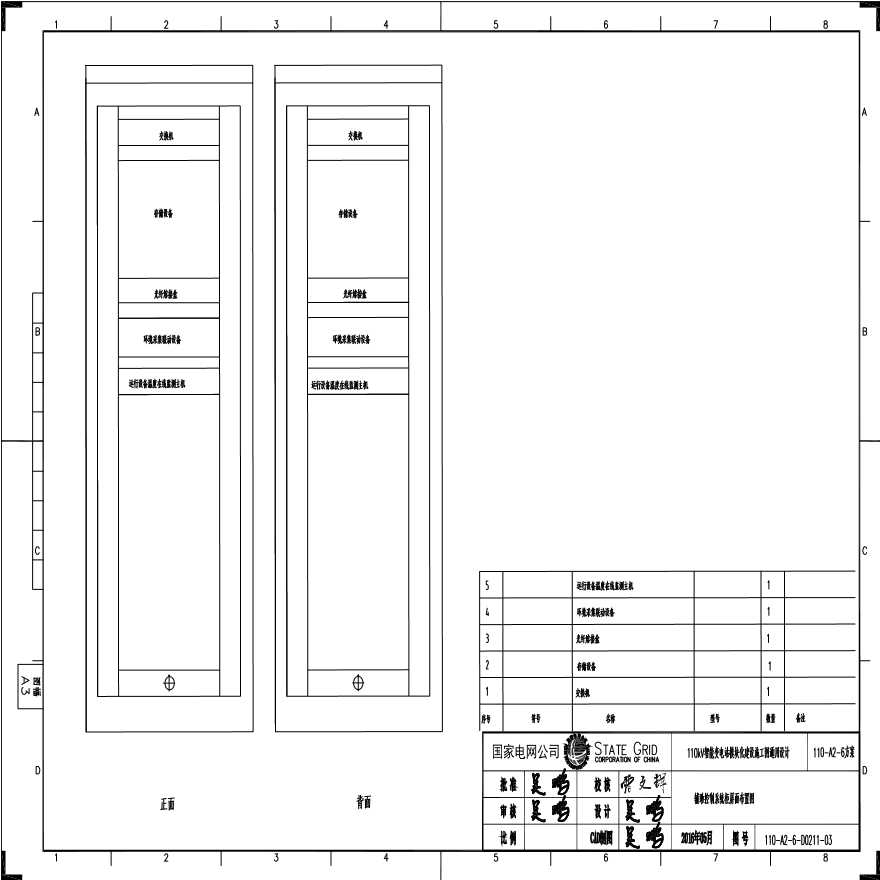 110-A2-6-D0211-03 辅助控制系统柜屏面布置图.pdf-图一