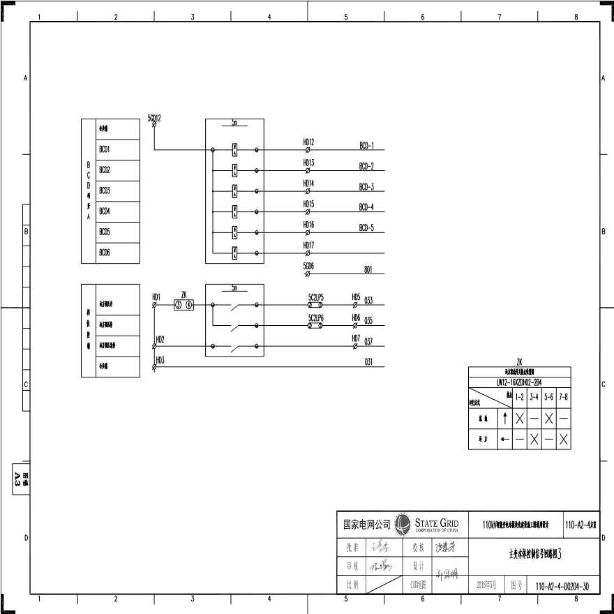 110-A2-4-D0204-30 主变压器本体控制信号回路图3.pdf-图一