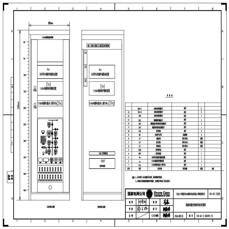 110-A2-3-D0205-15 线路智能控制柜柜面布置图.pdf-图一