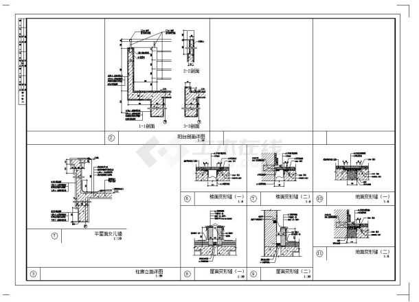 某市房屋工程变形缝结构布置CAD参考节点详图-图一