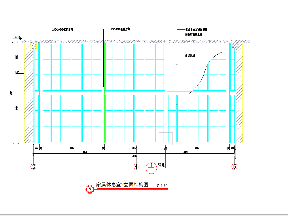 某地墙面隔断节点详图纸