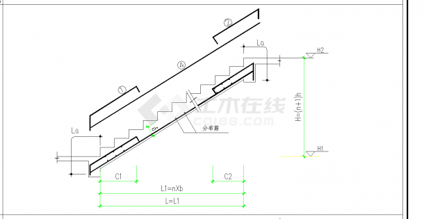 某地某楼梯结构详图CAD图纸-图二