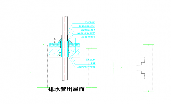 某地排水管出屋面做法详图CAD图纸_图1