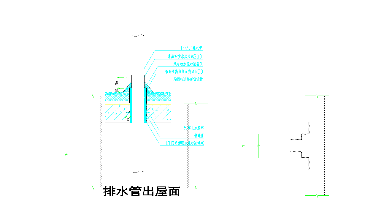 某地排水管出屋面做法详图CAD图纸