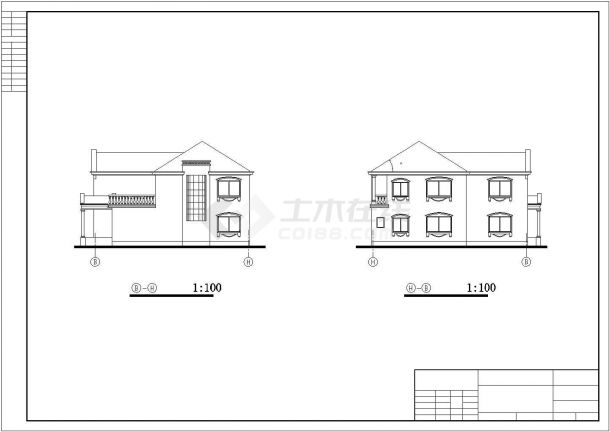 呼和浩特市某社区258平米2层混合结构单体别墅建筑设计CAD图纸-图二