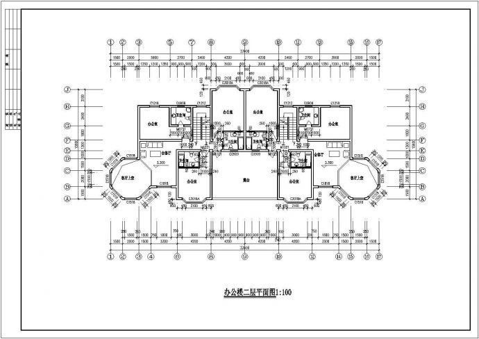 某三层别墅型办公楼全套建筑施工设计cad图纸_图1