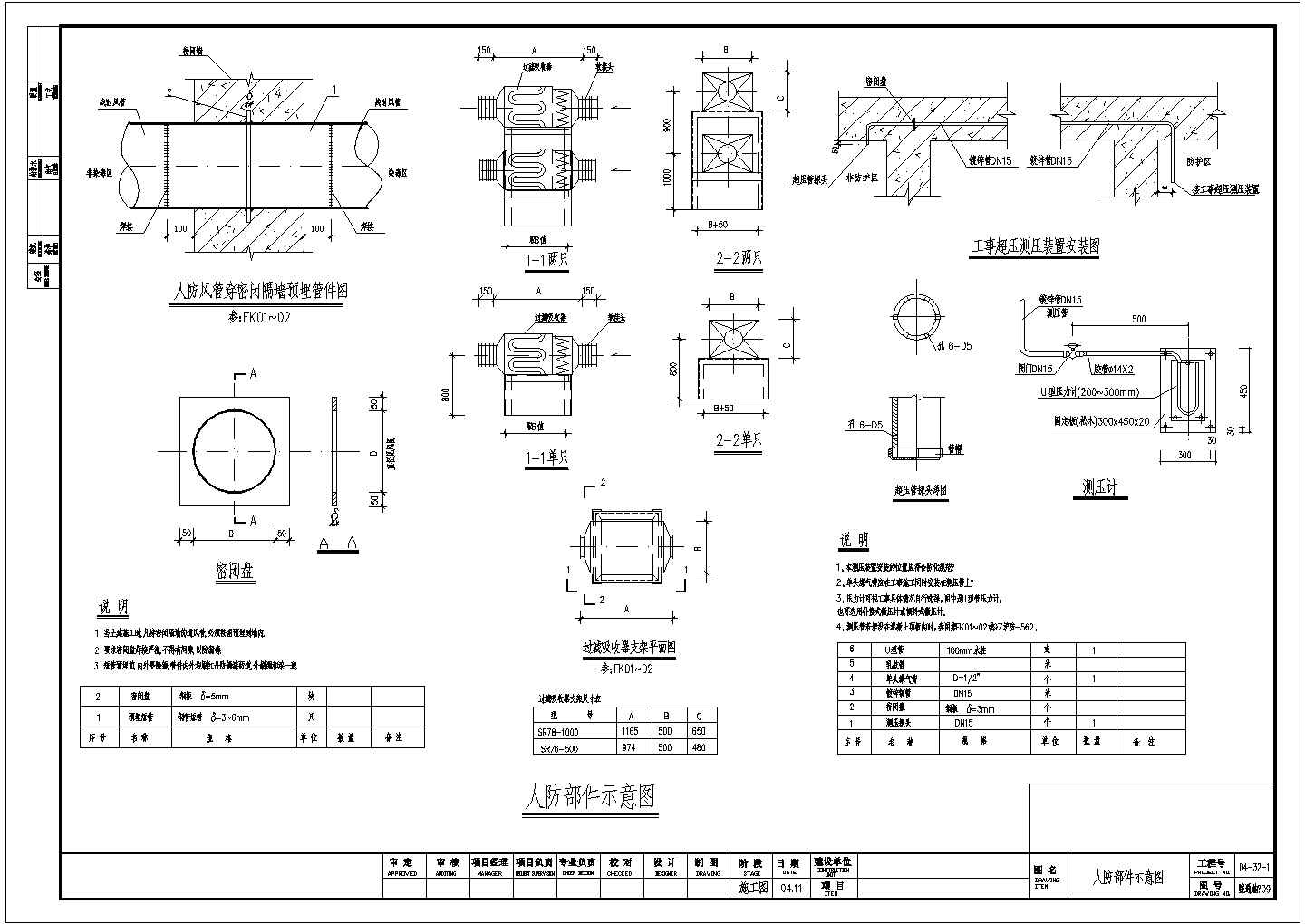 多层商场建筑楼VRV空调通风系统设计施工cad图（人防系统设计）