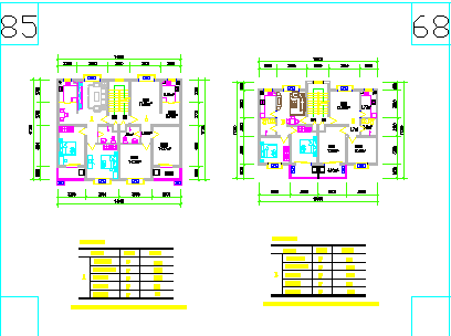 经典多层住宅户型设计cad建筑平面方案图集合（25个方案设计）-图一