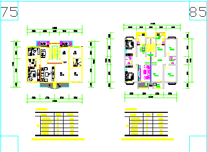 经典多层住宅户型设计cad建筑平面方案图集合（25个方案设计）-图二