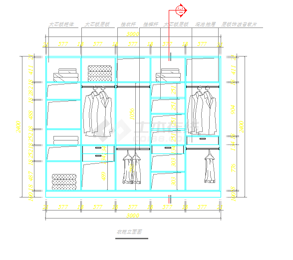 主卧衣柜详图dwg学习cad图纸