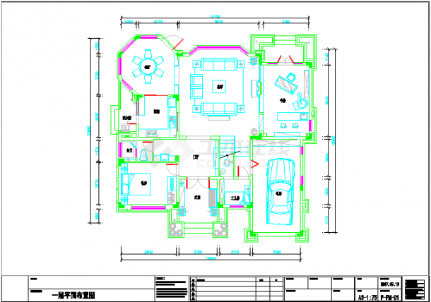 三层别墅水电 地材部分.dwg学习CAD图纸-图一