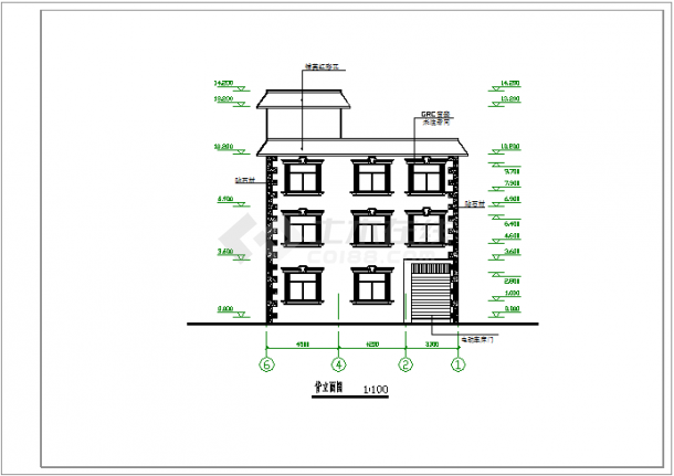 某三层砖混结构农村房屋设计cad全套建筑施工图（含设计说明，含结构设计，含效果图）-图一