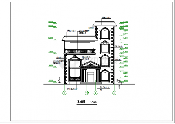 某三层砖混结构农村房屋设计cad全套建筑施工图（含设计说明，含结构设计，含效果图）-图二