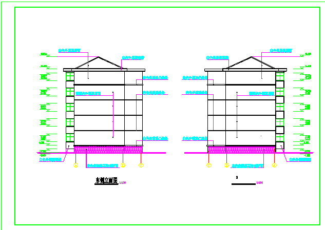 五层砖混结构住宅楼建筑设计CAD图纸（不含车库层）
