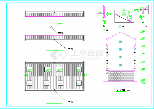 1100平米6层砖混结构商住楼建筑设计CAD图纸（1层商铺/含阁楼）-图一
