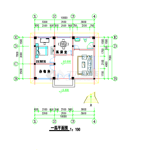 410平米3层框架结构独栋别墅全套平立剖面设计CAD图纸-图二