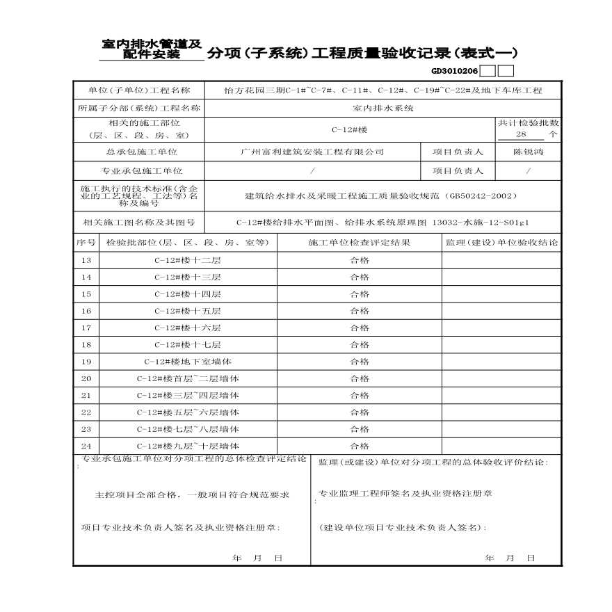 C-12#楼室内排水管道及配件安装分项-图二