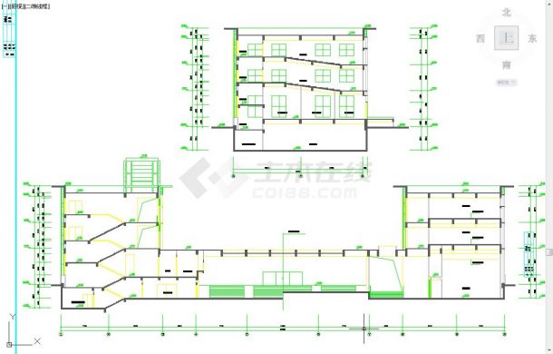 西安某重点大学2.2万平米17层框剪结构教学科学楼建筑设计CAD图纸-图一