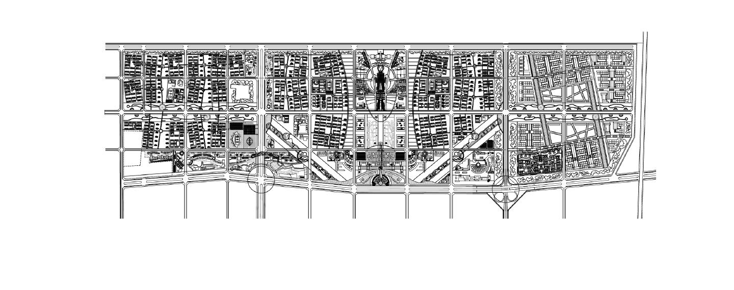 某市区公园道路建筑平面图
