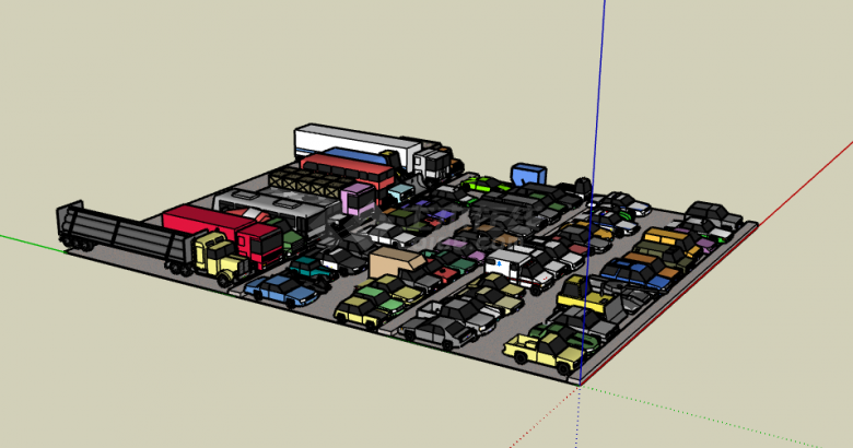 简化交通停车场SU模型设计-图一