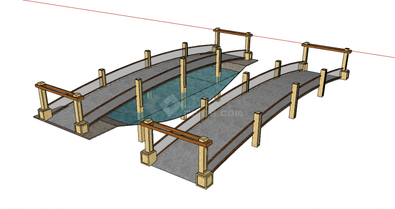 地中海风格拱桥SU模型设计-图二