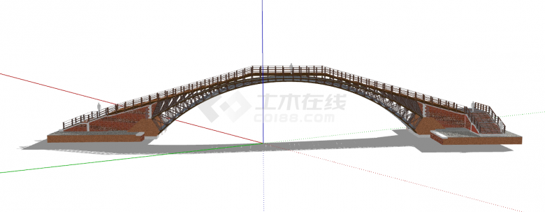 新中式风格拱桥SU模型设计-图一