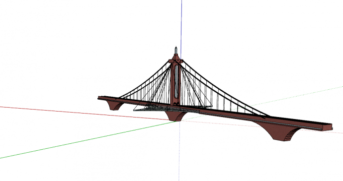 新中式悬索桥SU模型设计_图1