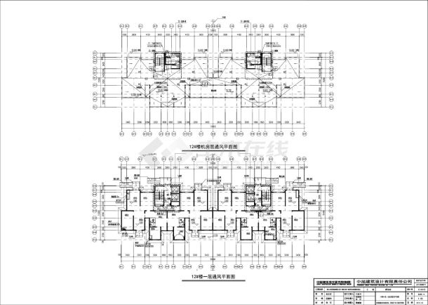 12栋楼一层及机房层通风平面图-图一
