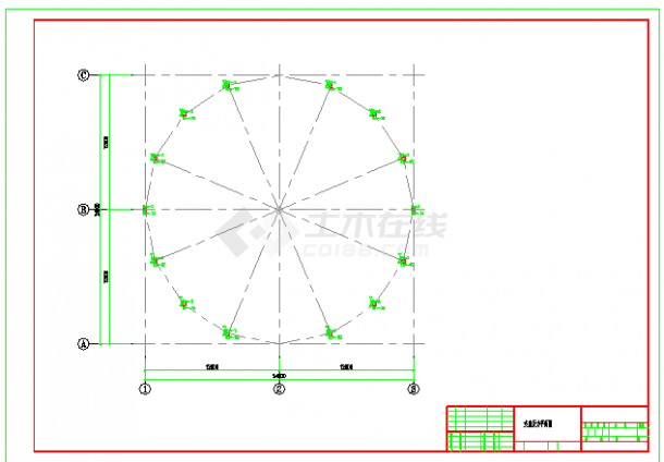 某项目圆形钢网架屋盖结构施工图-图二