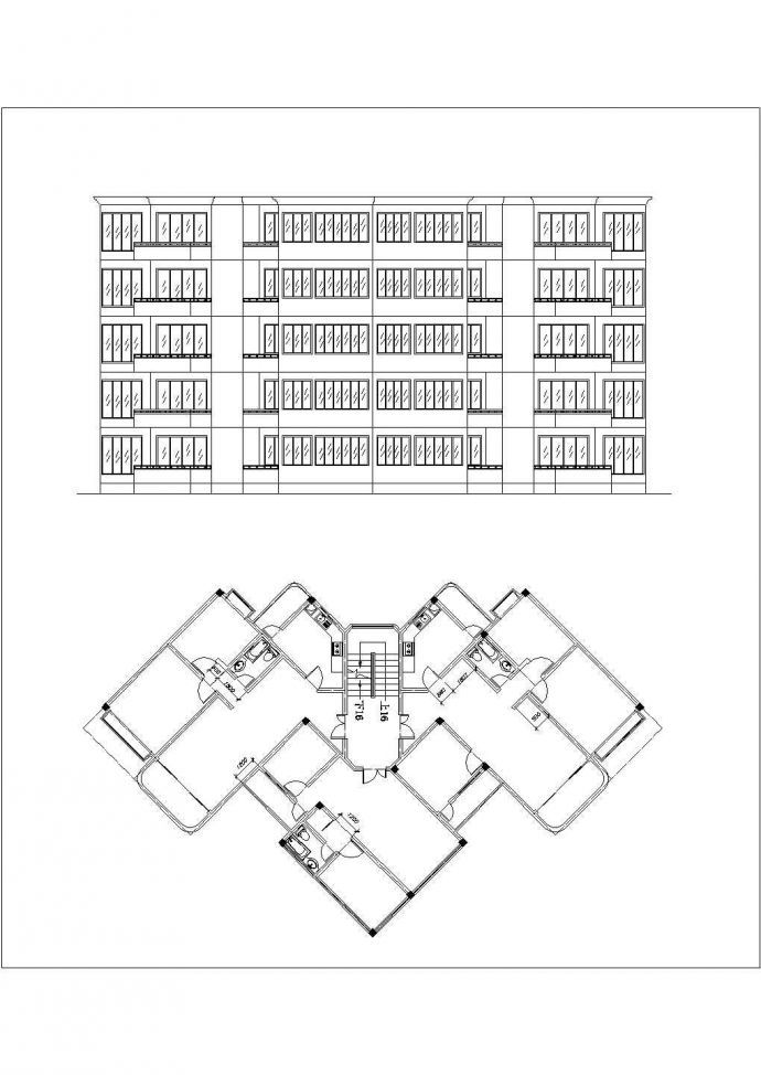 某多层框架结构传统风格住宅楼设计cad建筑方案图_图1