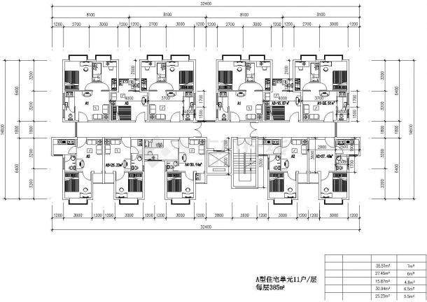 济南市某新建小区5栋高层住宅楼的标准层平面设计CAD图纸-图一