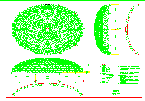 某体育馆屋顶网架结构安装图CAD