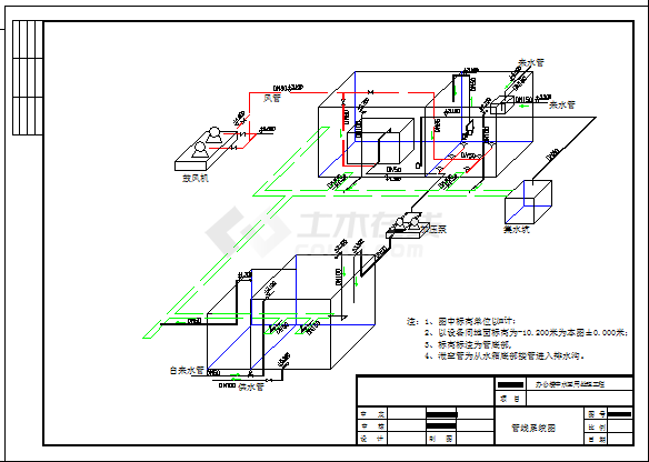 [北京]办公楼中水回用水处理施工设计CAD图-图一