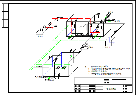 北京某办公楼中水回用水处理施工设计CAD图