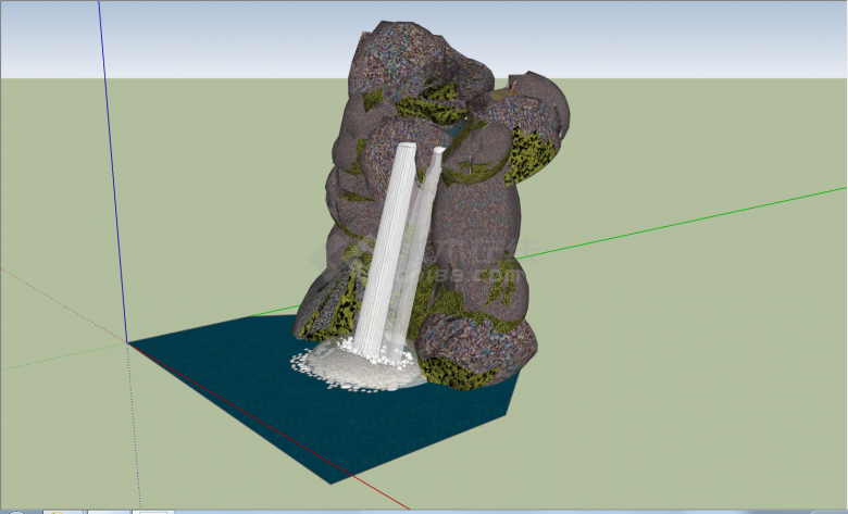 简约好看假山置石叠水的SU模型-图二